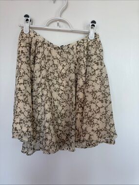 Dynamite Cream and Olive Floral Skater Skirt